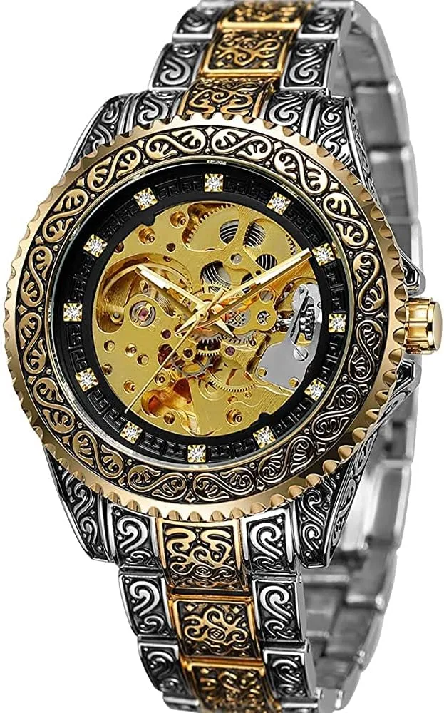 Carved Mens Automatic Self-Winding hydration frontality wear flourish nouveau rush Watches Skeleton Stainless Steel Watches BESTKANG New Luxury Vintage 