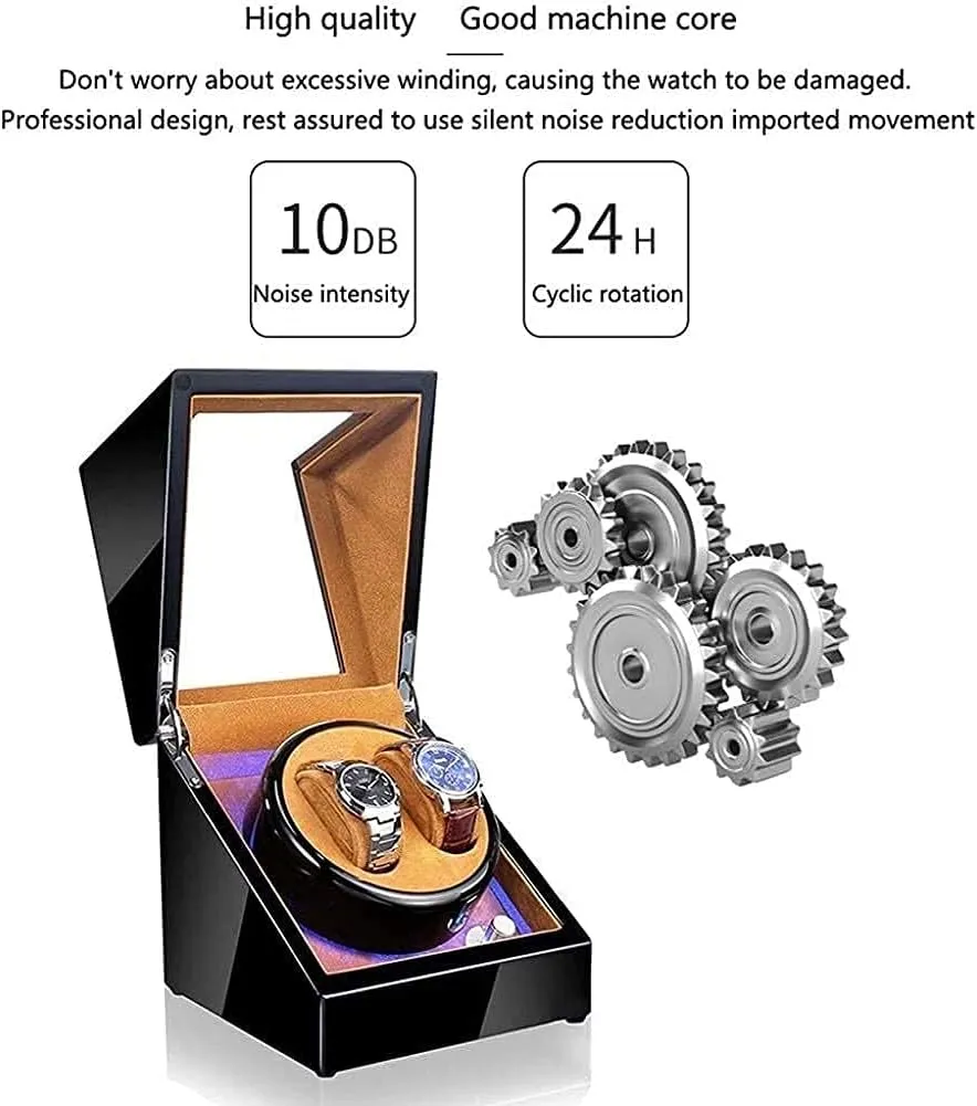 Case Box Watch Winder Automatic Watch Winder Box Watch iceberg schoolroom Storage Box Wooden Double Automatic Watch Winder, LED Storage Watches Boxes 5 Rotation Modes Display 