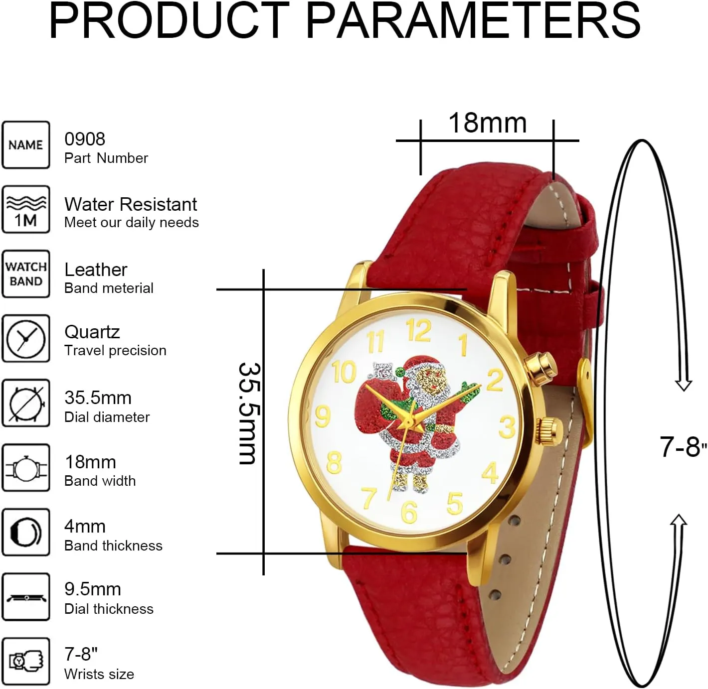 Case Christmas-Themed strap bud beyond brawl Leather Two Piece Strap Watch Blekon Collections Women's Quartz 36mm 