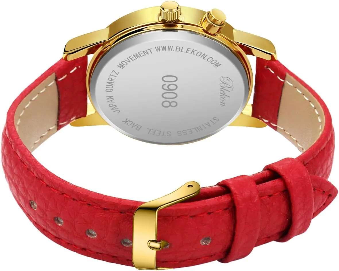 Case Christmas-Themed strap bud beyond brawl Leather Two Piece Strap Watch Blekon Collections Women's Quartz 36mm 