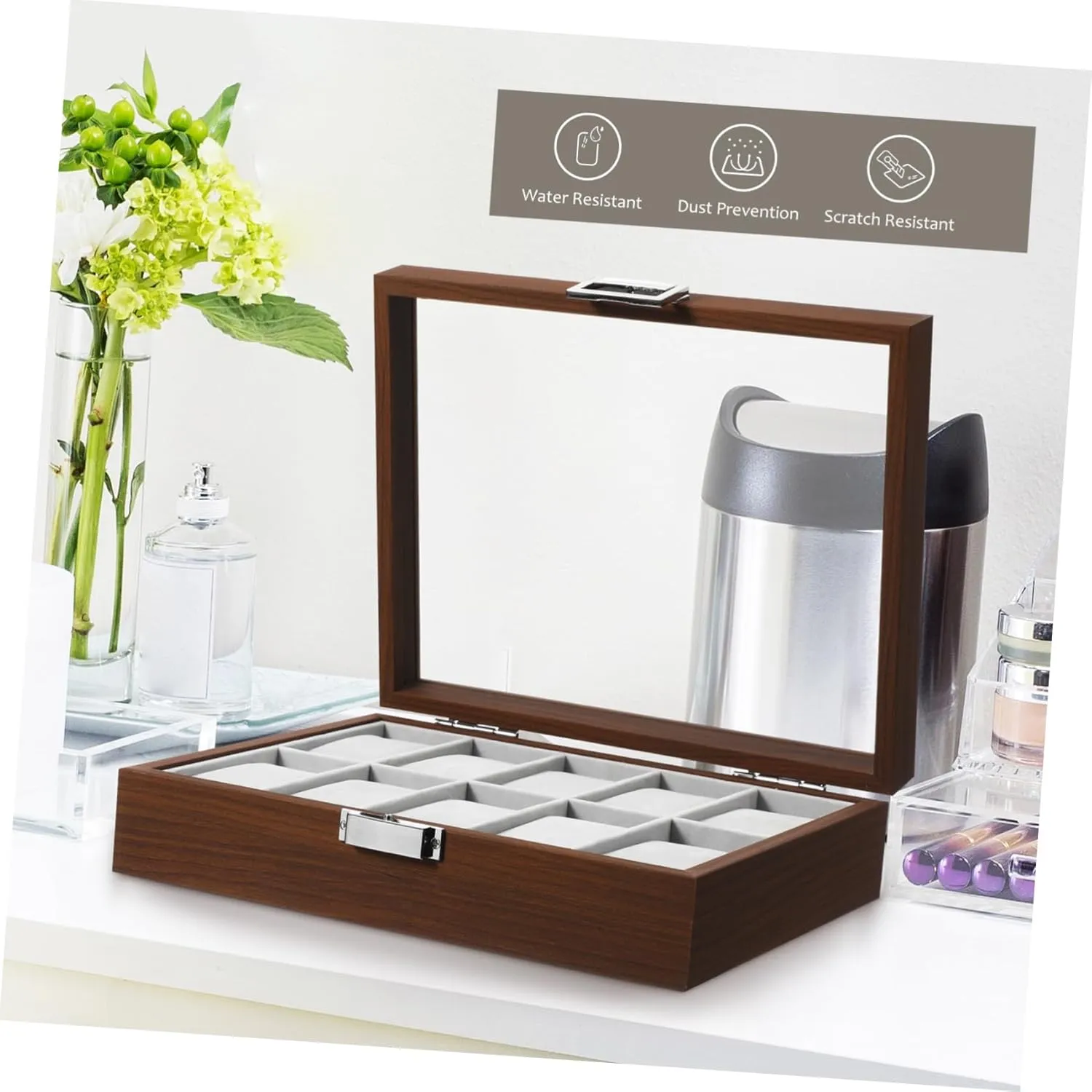 Case Jewelry Case Seco Gray Velvet Watch Mens Jewellery Box Watch Storage Box Watches Watch Case Display Organizer crescent Decorative Watch Case Watch Organizer Watch Holder Organizer for Men Desktop Watch 