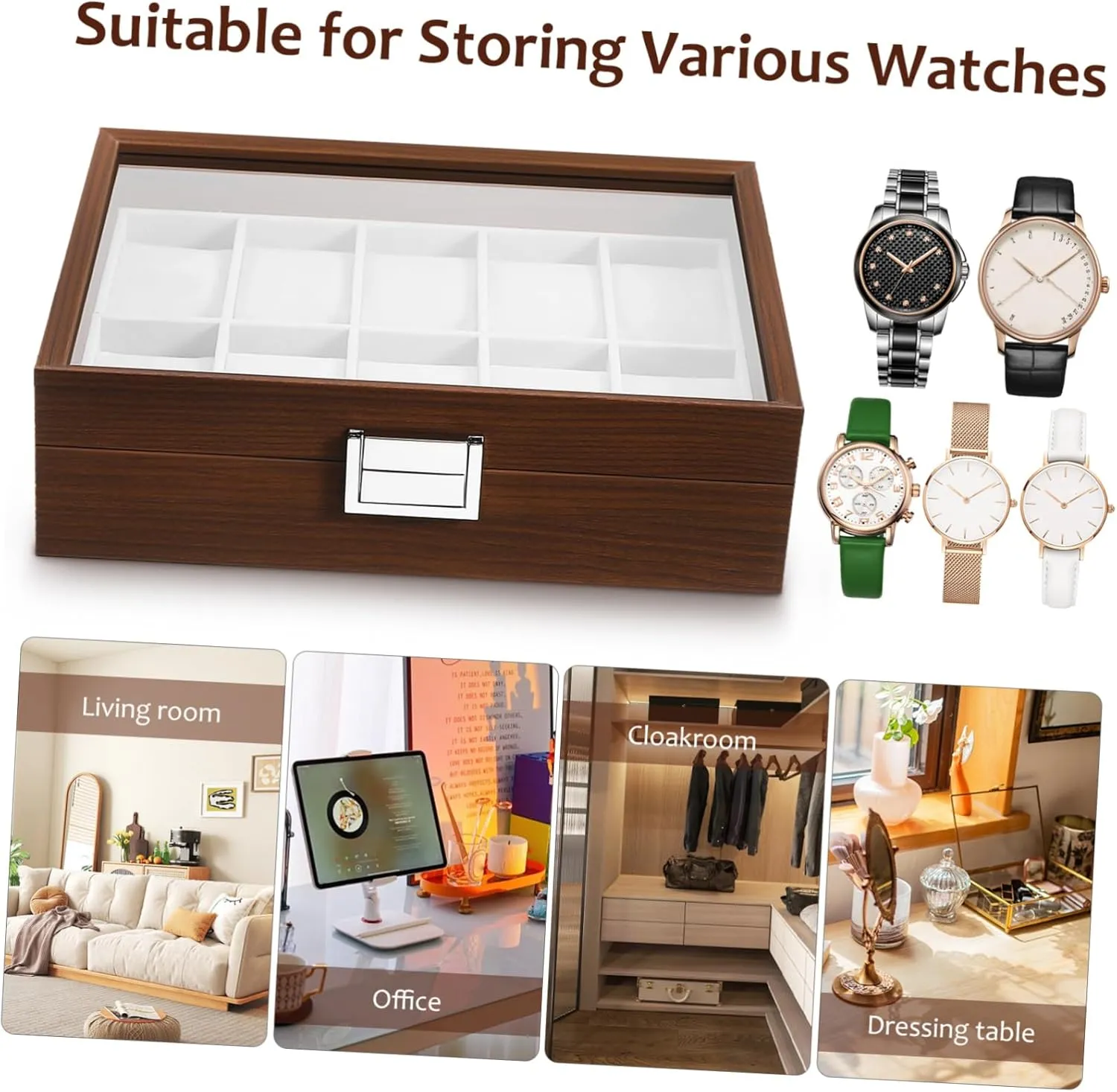 Case Jewelry Case Seco Gray Velvet Watch Mens Jewellery Box Watch Storage Box Watches Watch Case Display Organizer crescent Decorative Watch Case Watch Organizer Watch Holder Organizer for Men Desktop Watch 