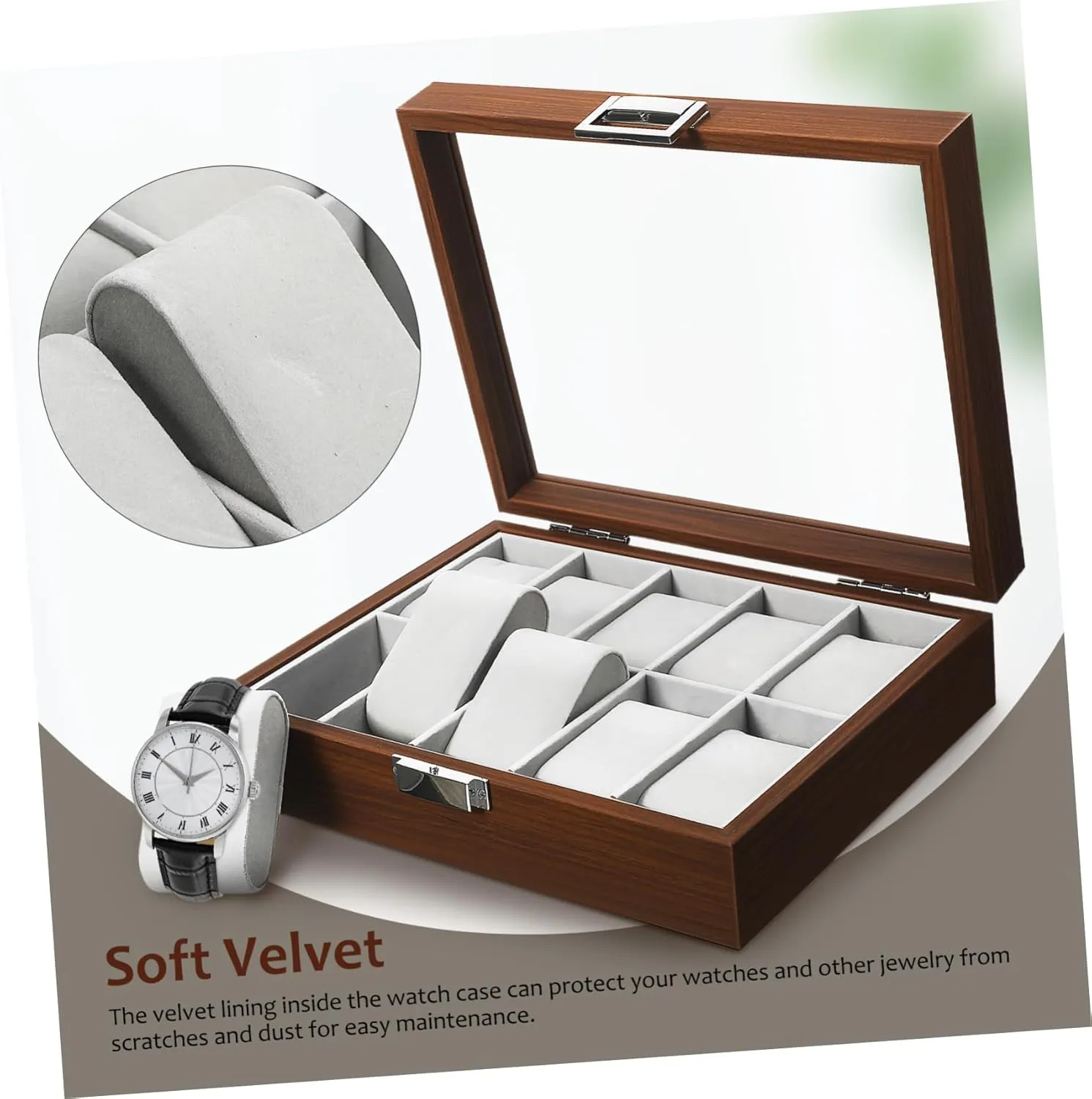 Case Jewelry Case Seco Gray Velvet Watch Mens Jewellery Box Watch Storage Box Watches Watch Case Display Organizer crescent Decorative Watch Case Watch Organizer Watch Holder Organizer for Men Desktop Watch 