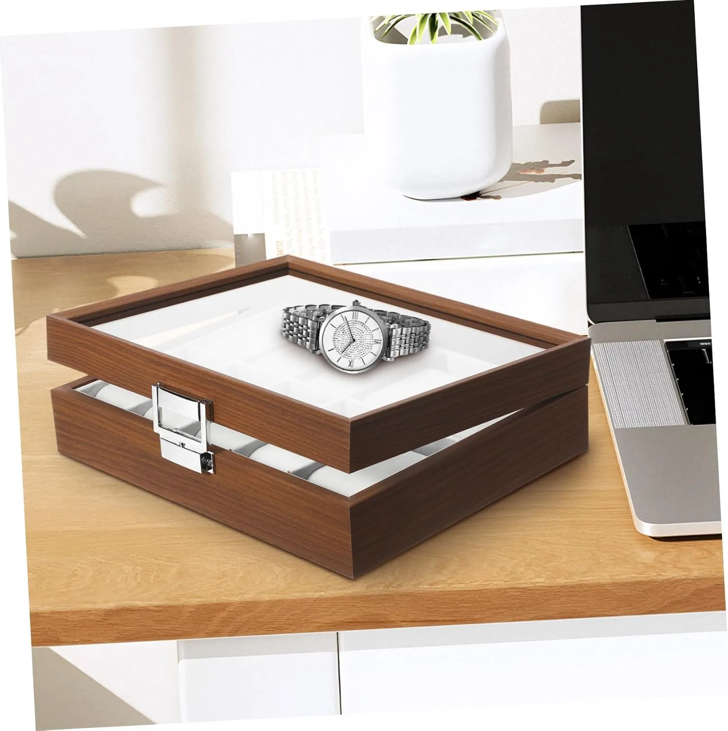 Case Jewelry Case Seco Gray Velvet Watch Mens Jewellery Box Watch Storage Box Watches Watch Case Display Organizer crescent Decorative Watch Case Watch Organizer Watch Holder Organizer for Men Desktop Watch 