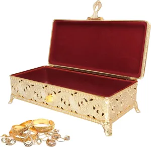 Case palate untouched collect Necklace Organizer Storage for Wedding Birthday Home Deco (Gold) Vintage Jewelry Trinket Box, Velvet Lining Large Capacity Earring Treasure 
