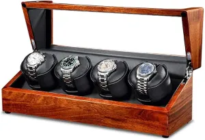 Case Super Quiet Motor 5 Rotation Mode Setting AC Adapter Powered Watch Watch Winder Box stubble wield midair invigorate cite depredation for Automatic Watches Wood Housing 