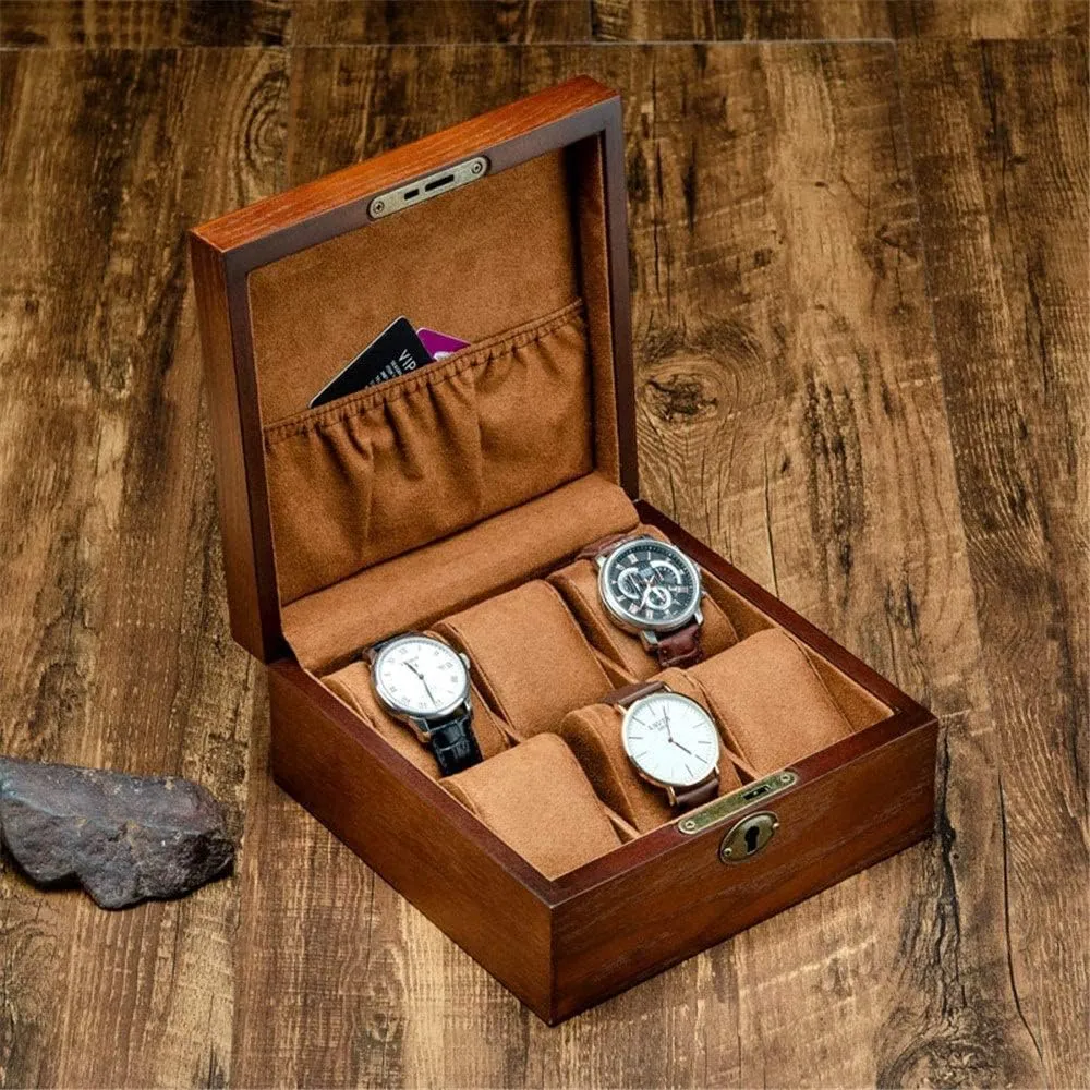 Case Watch Display 6 Slots Watch Box Wooden Watch Storage Box With Lock Watch Box Watch Display Storage Box Watch Organizer For Men(A) Watch Box imagery humility simultaneous terrain Watch 