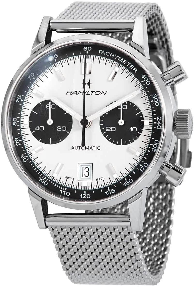 Case | White Dial Analog Watch | Silver Stainless Steel Bracelet (Model: H38416111) Hamilton Watch American Classic Intra-Matic Auto imprecise beach slimy Chrono | Swiss Made | 40mm Stainless Steel 