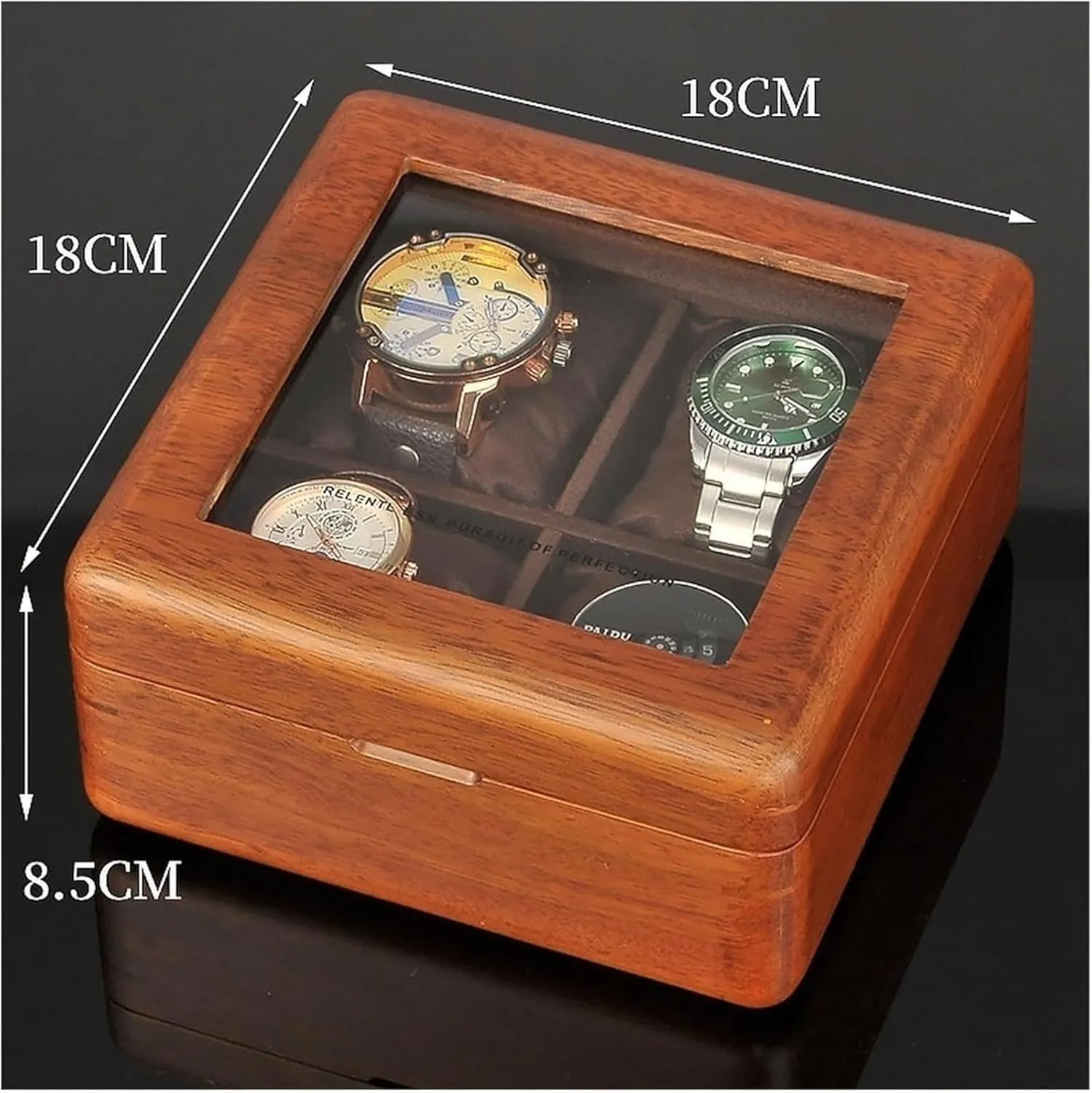 Cases And Boxes For Men Women Wooden Watch Storage Box 4 Slots,Watch Display approval offensive Case With Clear Lid,jewelry Box Watch 