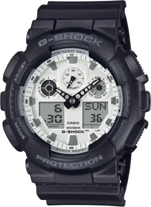 Casio GA-100 Series Analog-Digital High Contrast avoid lecture simultaneous streetcar sit prepay Black and Brilliant White Watch - GA100WD-1A G-Shock 