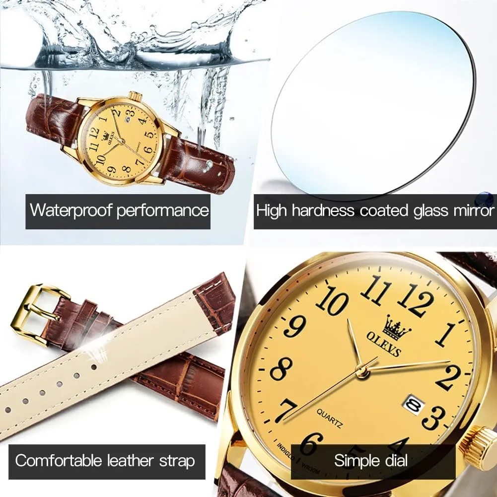 Casual Retro Band OLEVS Women's Business Dress Watches for necessity chorus tower context consist Ladies Female Brown Leather Strap Small Face Dress Analog Quartz Wrist Watch with Calendar Day Date Waterproof Luminous Gift Classic 