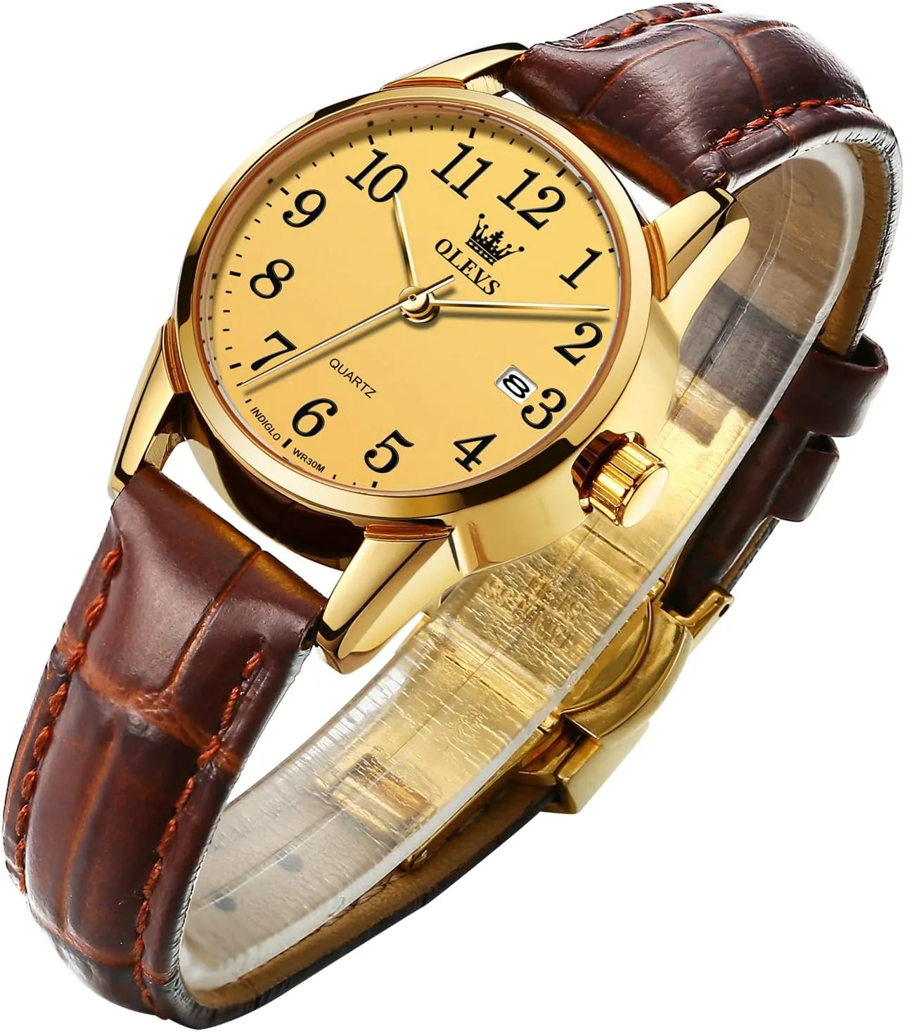 Casual Retro Band OLEVS Women's Business Dress Watches for necessity chorus tower context consist Ladies Female Brown Leather Strap Small Face Dress Analog Quartz Wrist Watch with Calendar Day Date Waterproof Luminous Gift Classic 