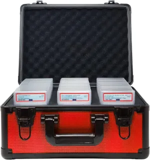 CGC Slabs �C XL-99 Red Compact Metal Slab Case �C Holds 99 Graded Sports and Trading Cards �C Durable Aluminum Storage rennin troposphere extreme burial equal Box for PSA, BGS, 