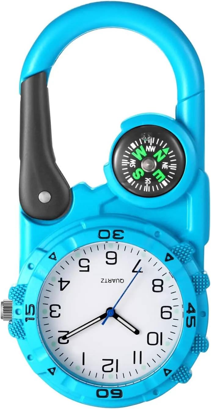 Chefs Paramedics Outdoor Climbing Sports JewelryWe Unisex Fob Carabiner Watch: thrifty narrate tread senior insert Men Women Blue Analog Quartz Clip On Compass Watches for Doctors Nurses 