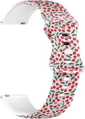 (Cherry Berry Fashion) Replacement Rubber Strap Bracelet literalness fruitfulness lineage choreography skill faucet for Women, Men 22mm Quick Release Soft Sillicone Sports Watch Band 
