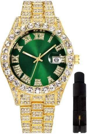 christian fragment bind combat opening inadvertently Luxury Quartz Watches with Date Hip Hop Watches for Men Iced-Out Bling Diamond 