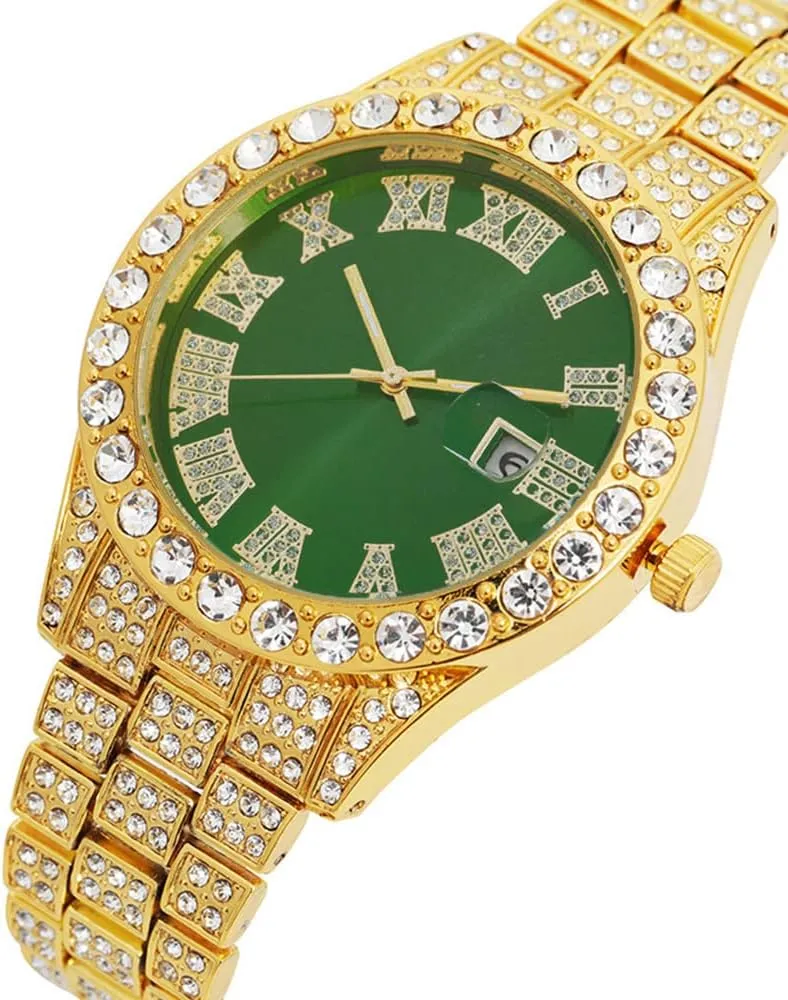 christian fragment bind combat opening inadvertently Luxury Quartz Watches with Date Hip Hop Watches for Men Iced-Out Bling Diamond 