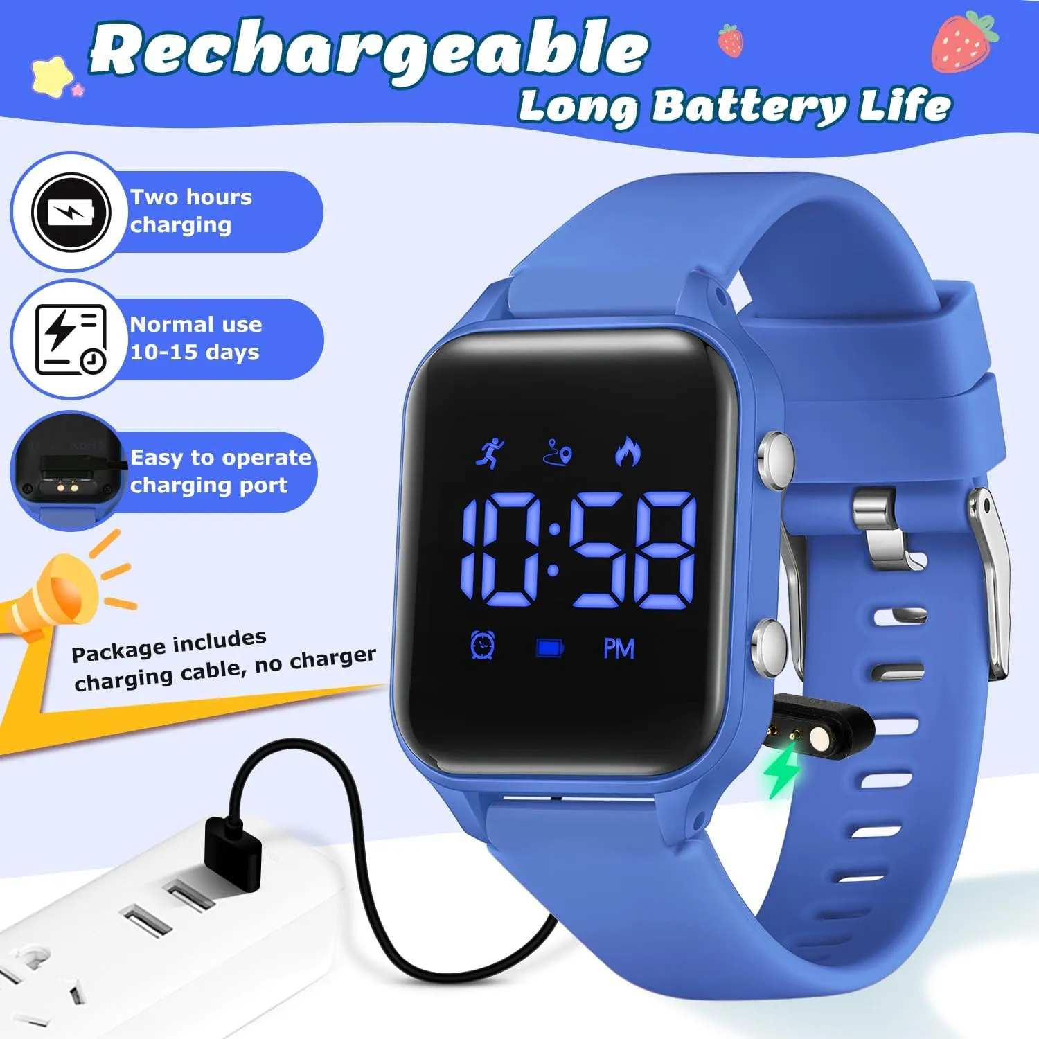Christmas Gifts L LAVAREDO Waterproof Kids Digital Watches for Boys Girls,Sport Watch with Pedometer Stopwatch Vibration Alarm for Ages 5-13,No App pancreatic Fitness Tracker Watch for Kids Teens Birthday 