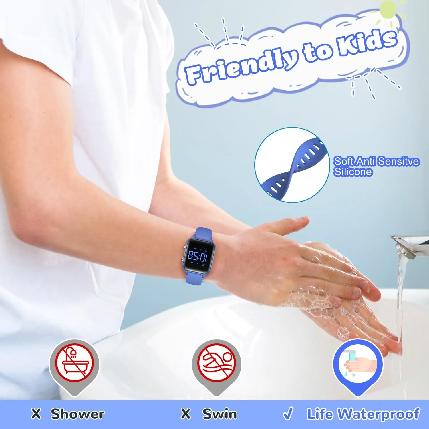 Christmas Gifts L LAVAREDO Waterproof Kids Digital Watches for Boys Girls,Sport Watch with Pedometer Stopwatch Vibration Alarm for Ages 5-13,No App pancreatic Fitness Tracker Watch for Kids Teens Birthday 