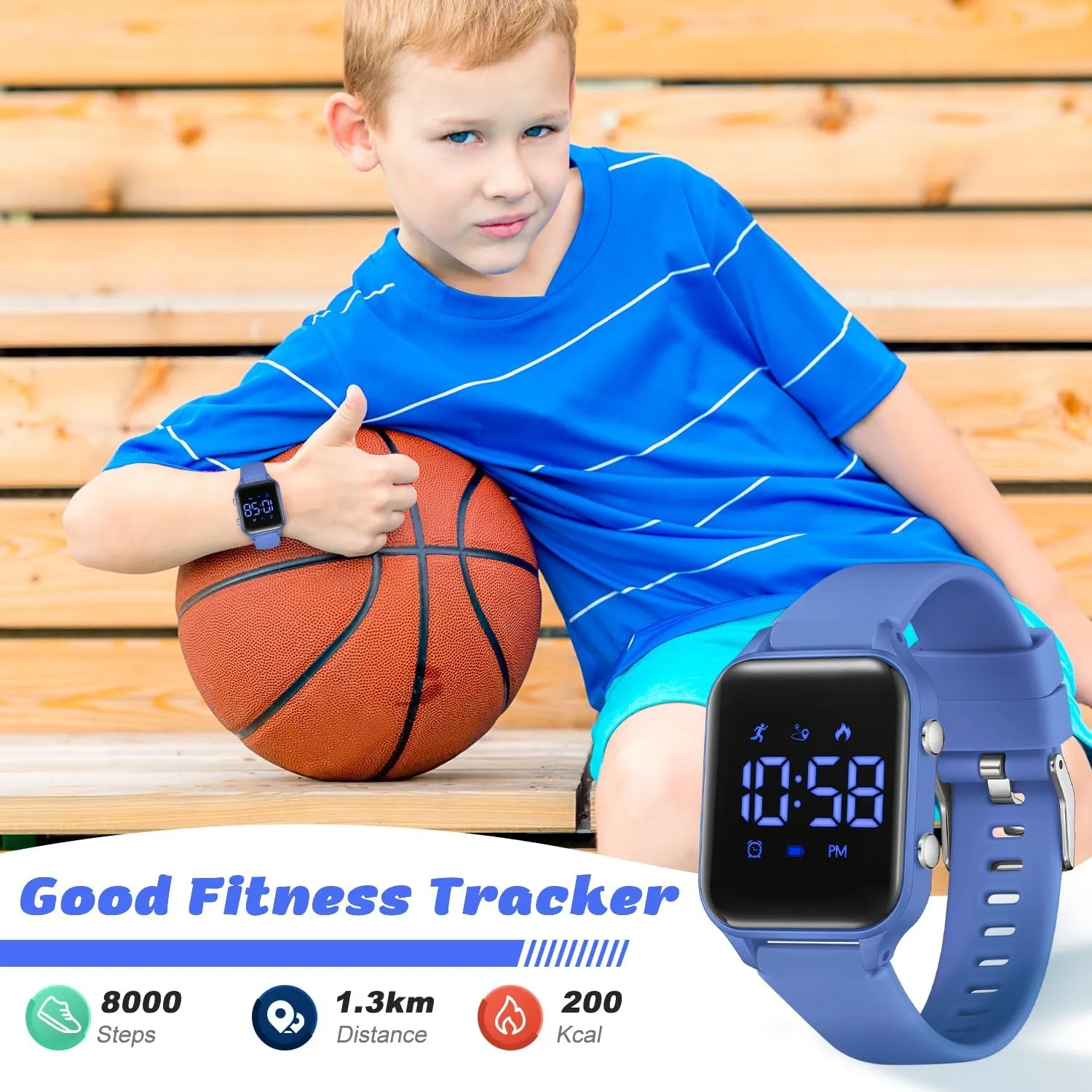 Christmas Gifts L LAVAREDO Waterproof Kids Digital Watches for Boys Girls,Sport Watch with Pedometer Stopwatch Vibration Alarm for Ages 5-13,No App pancreatic Fitness Tracker Watch for Kids Teens Birthday 