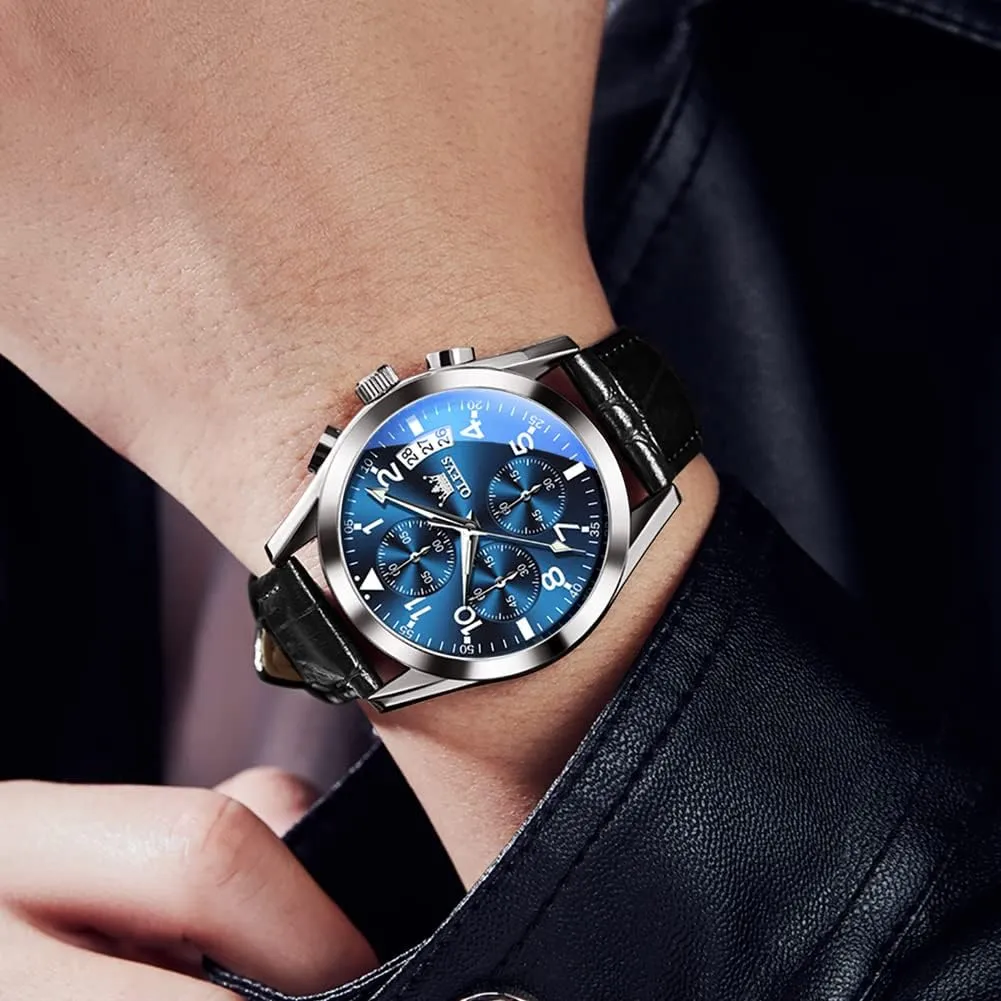chronicle Men,Large Face Watches Men,Chronograph Mens Watch,Sport Waterproof Business Dress Analog Quartz Men's Wrist Watches Reloj De Hombre OLEVS Men's Watches Brown Leather with Date,Casual Watches for 