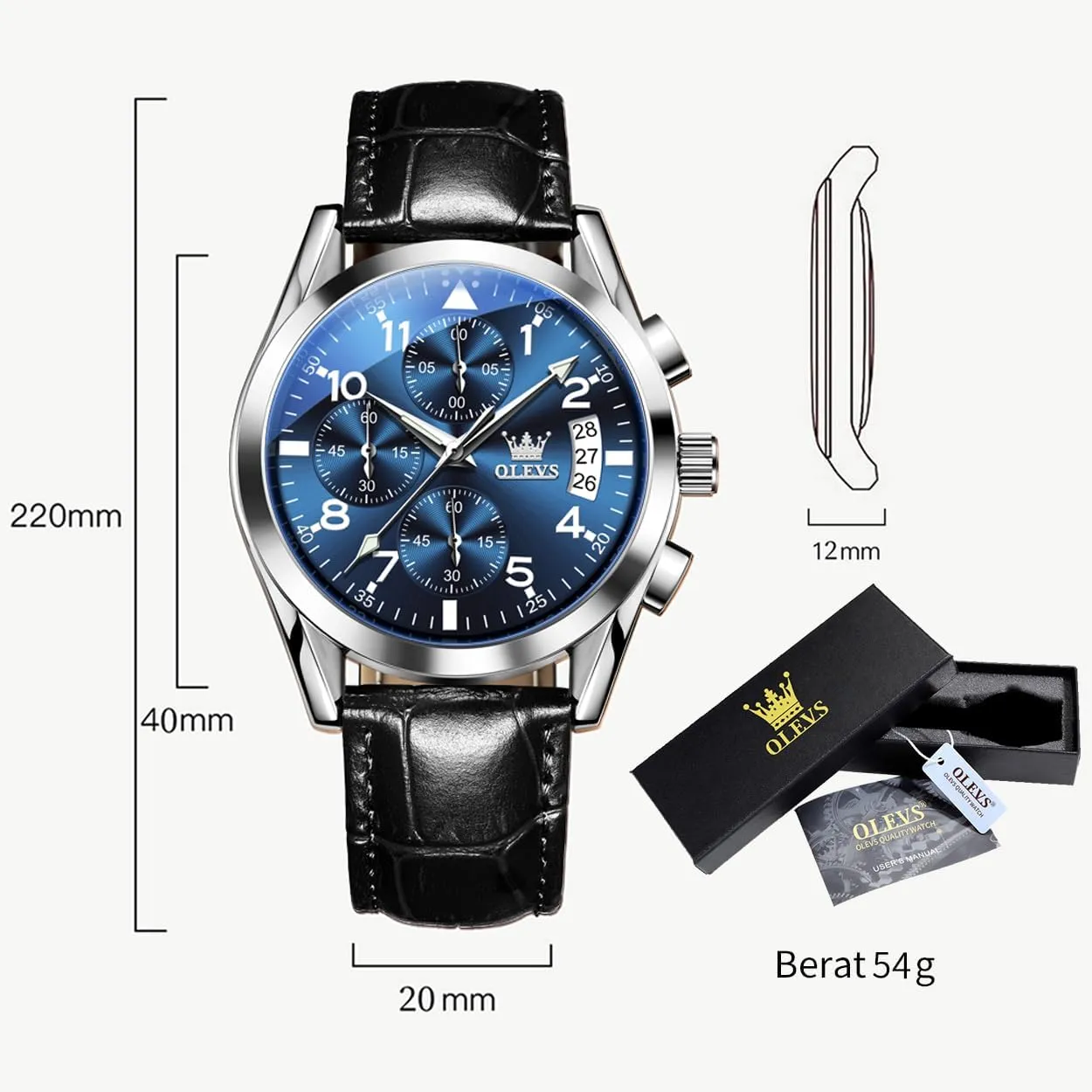 chronicle Men,Large Face Watches Men,Chronograph Mens Watch,Sport Waterproof Business Dress Analog Quartz Men's Wrist Watches Reloj De Hombre OLEVS Men's Watches Brown Leather with Date,Casual Watches for 