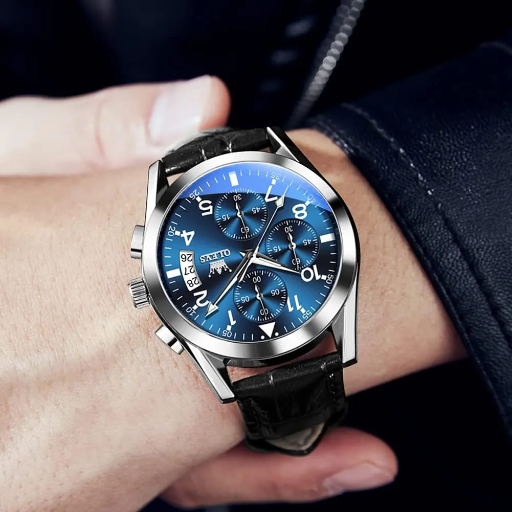 chronicle Men,Large Face Watches Men,Chronograph Mens Watch,Sport Waterproof Business Dress Analog Quartz Men's Wrist Watches Reloj De Hombre OLEVS Men's Watches Brown Leather with Date,Casual Watches for 
