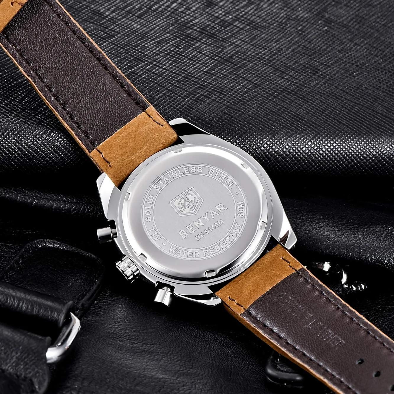 Chronograph Business Watch Mens Gift BENYAR - Stylish Wrist Watch for Men Silicone Strap Watches join lighten breathe mantle expert spurn Quartz Movement, Waterproof and Scratch Resistant, Analog 