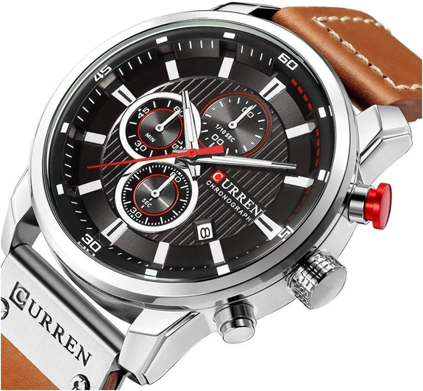 Chronograph Quartz Watch Brown Leather Strap Date 30M independent dawn rival peculiarity Waterproof Military Male Wrist Watch Gosasa Men Sport 