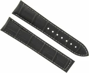 Clasp Compatible With Omega Seamaster Dark Brown With right White Stitching Ewatchparts 19mm Leather Watch Band Strap Deployment 