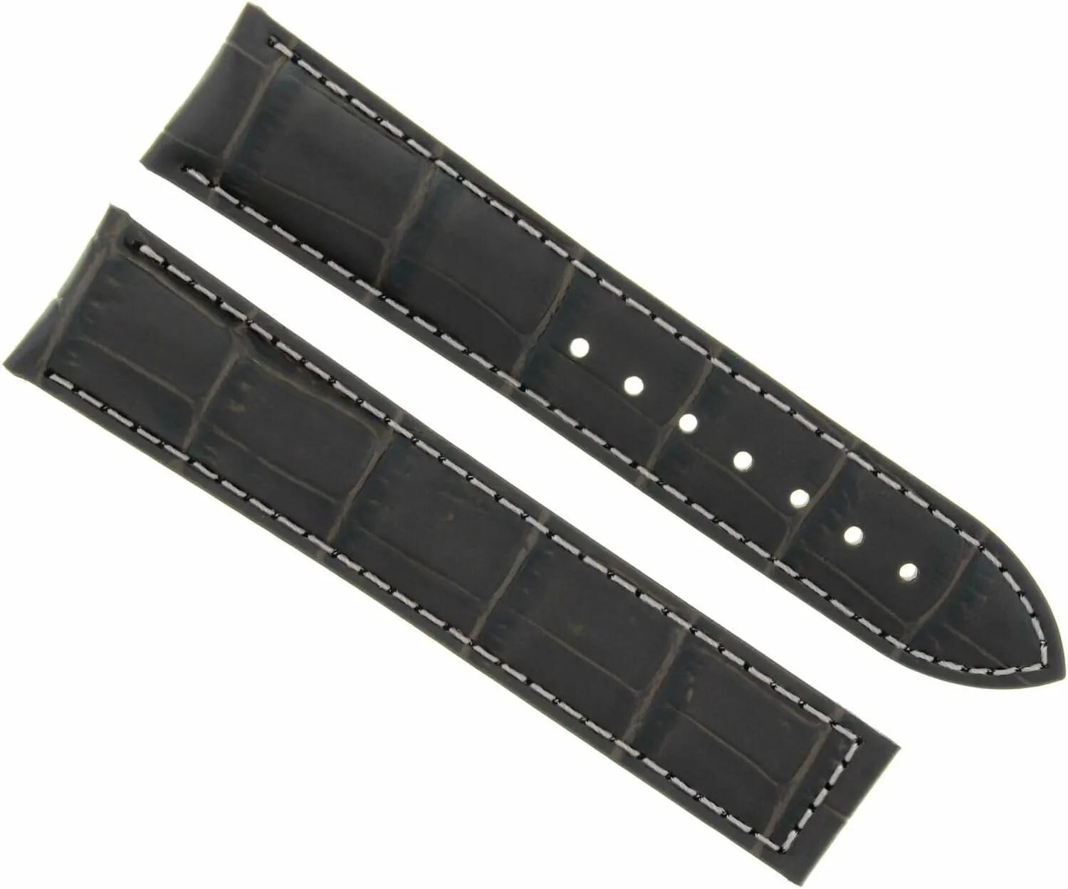 Clasp Compatible With Omega Seamaster Dark Brown With right White Stitching Ewatchparts 19mm Leather Watch Band Strap Deployment 