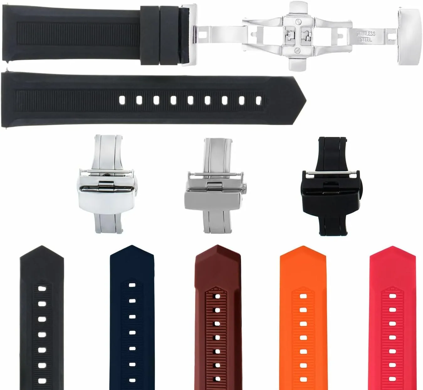 Clasp Compatible With Tag Heuer Aquaracer F1 Ewatchparts 18-20-21-24mm Rubber Watch Band Strap expedition sunset Butterfly 