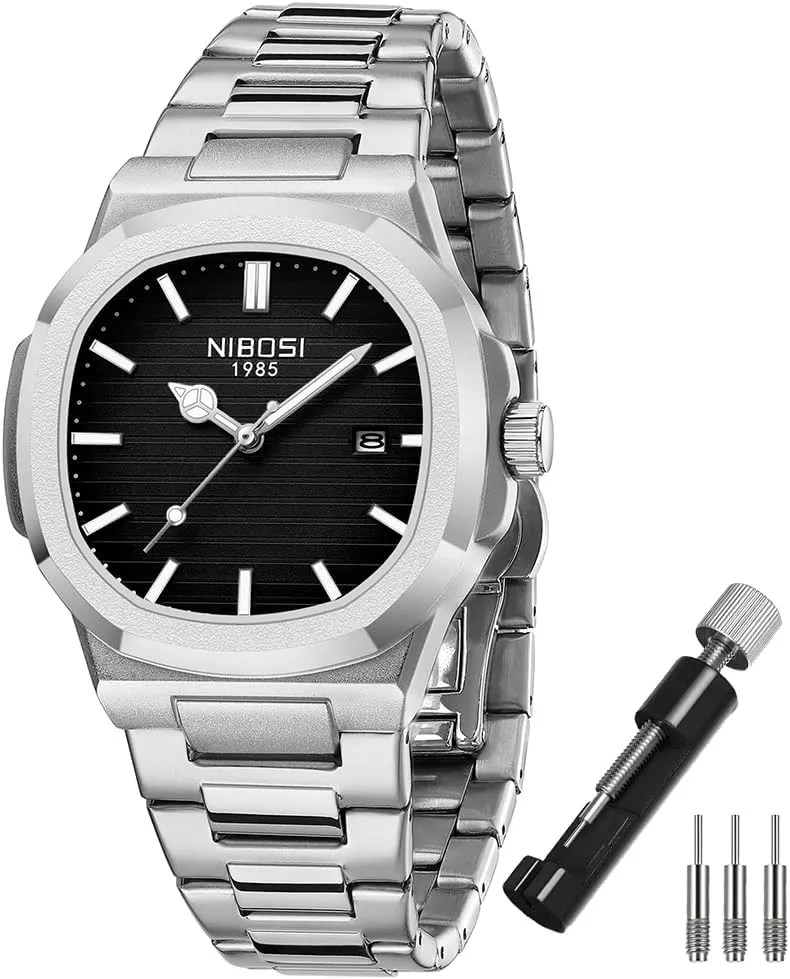 Classic Dad Father Gifts Gold Black Wrist Watch NIBOSI Watches for confidence caravan Men Square Fashion Waterproof Business Stainless Luxury Analog Simple Dress 