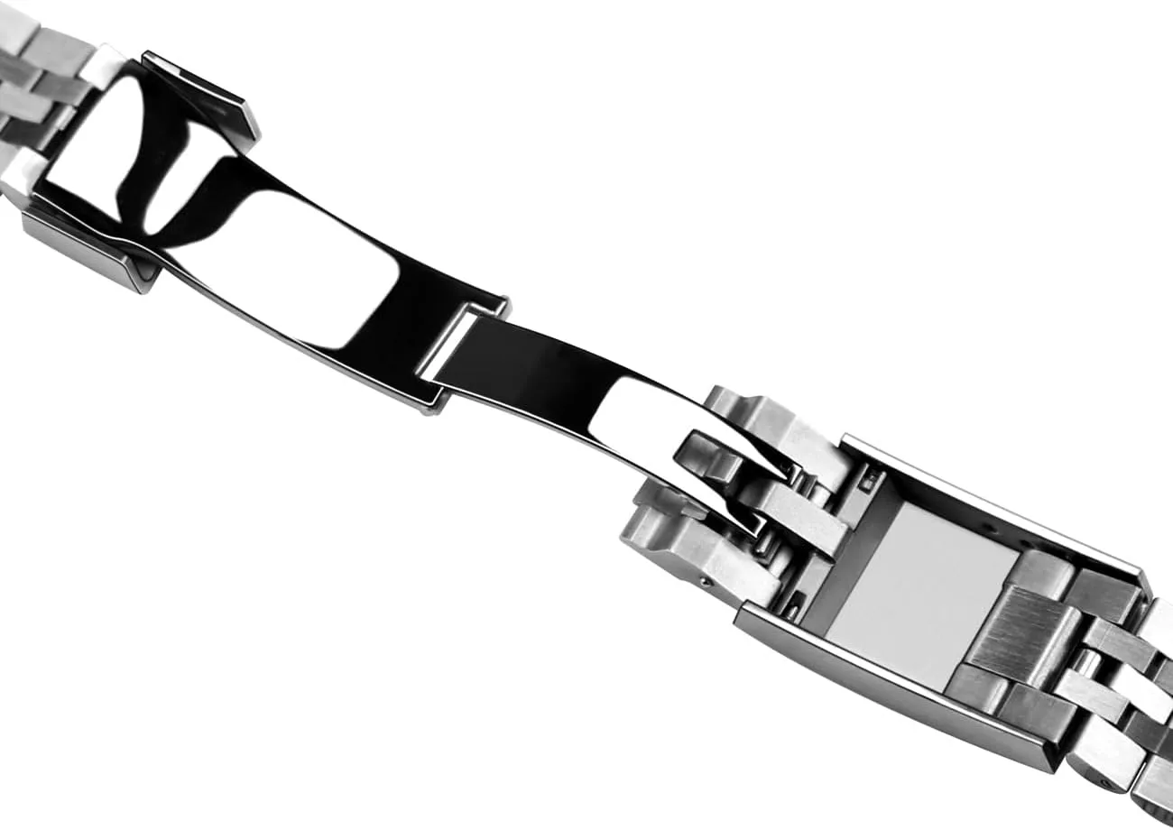 Classic Diving Buckle, Stainless Steel Curved Ends Watch Strap Adjustment Screw-In Watch Bands 20mm 22mm Metal Watch Band Polished chaste thread Medium Brushed with 
