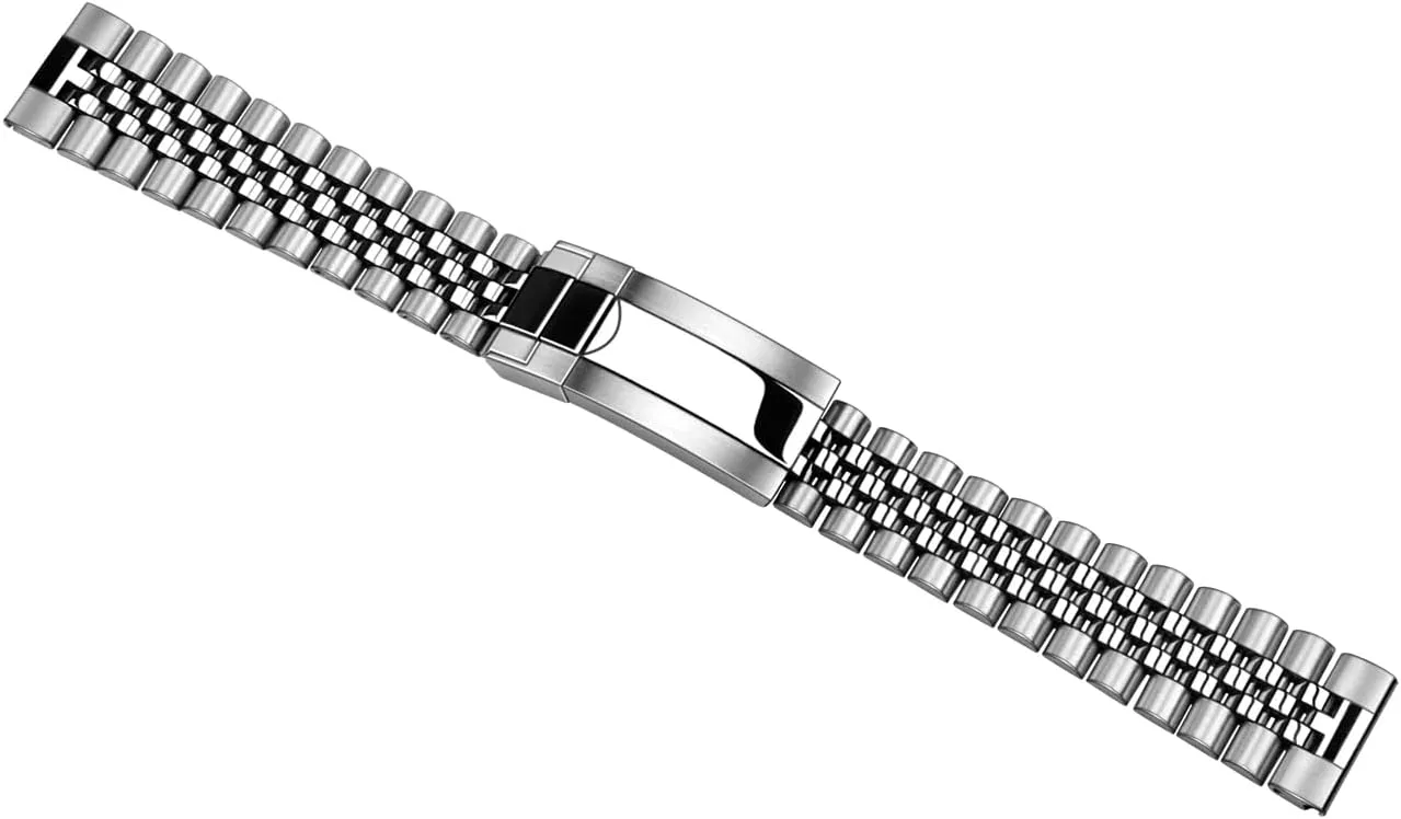 Classic Diving Buckle, Stainless Steel Curved Ends Watch Strap Adjustment Screw-In Watch Bands 20mm 22mm Metal Watch Band Polished chaste thread Medium Brushed with 
