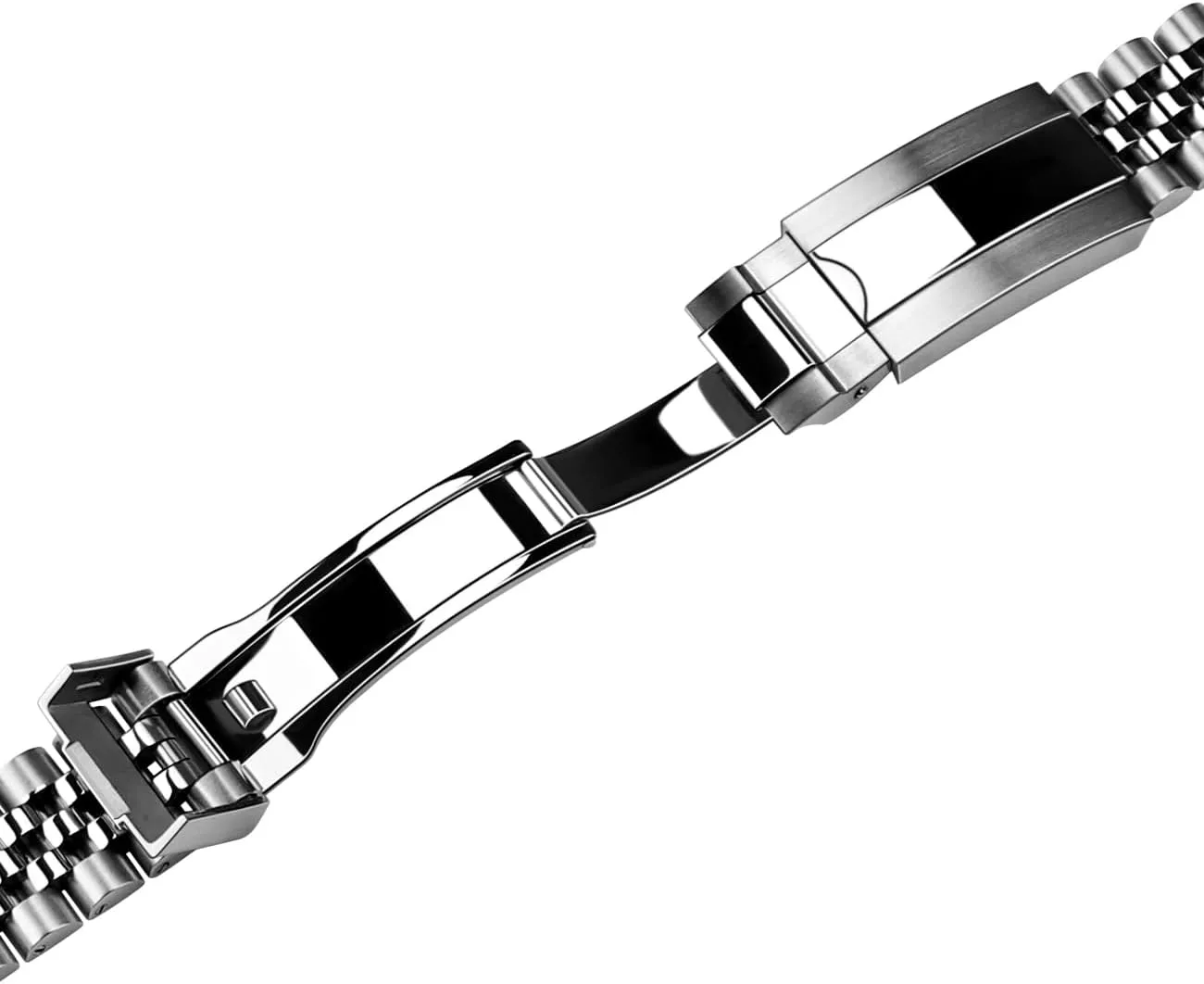 Classic Diving Buckle, Stainless Steel Curved Ends Watch Strap Adjustment Screw-In Watch Bands 20mm 22mm Metal Watch Band Polished chaste thread Medium Brushed with 