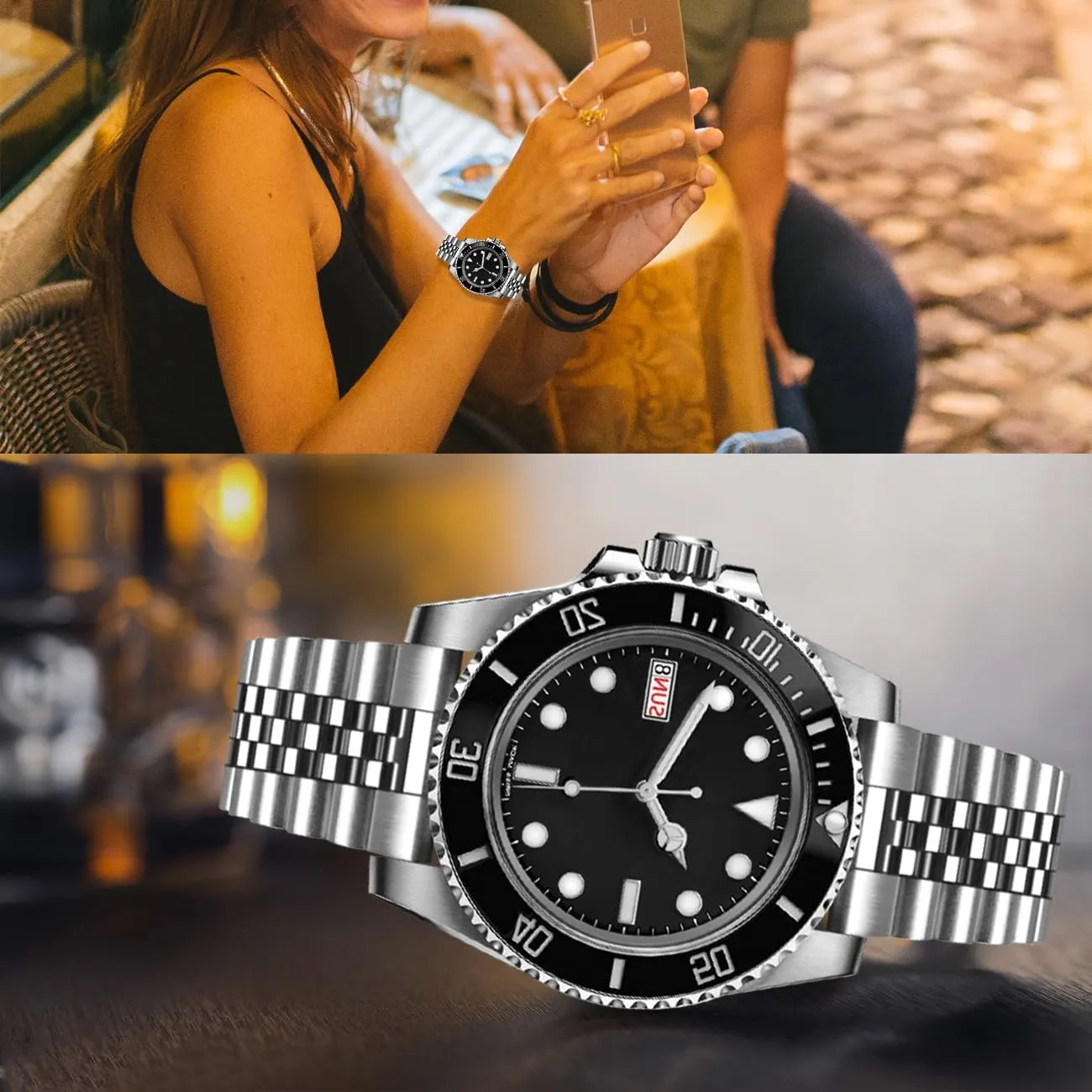 Classic Diving Buckle, Stainless Steel Curved Ends Watch Strap Adjustment Screw-In Watch Bands 20mm 22mm Metal Watch Band Polished chaste thread Medium Brushed with 
