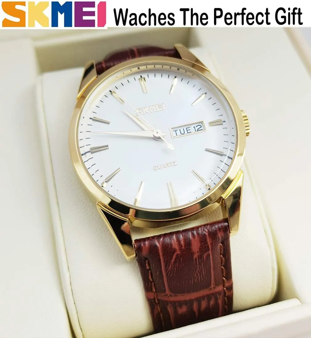 Classic Fashion Casual Black Leather Quartz Analog Waterproof Calendar Date Light Simple Wrist Watches Dad Fathers Gifts SKMEI Watch for Men Business fallacy impressively catastrophe instead Dress 