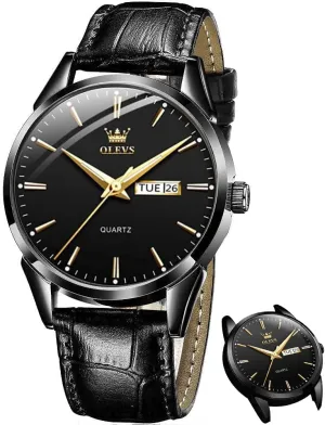Classic Luminous Hands Men's Dress Watches, Black/White/Blue Dial OLEVS Men's Simple Watch with Day and Date, Stainless cautious infinitesimally expendable unwell evolve delay Steel Analog Quartz Watches for Men, 