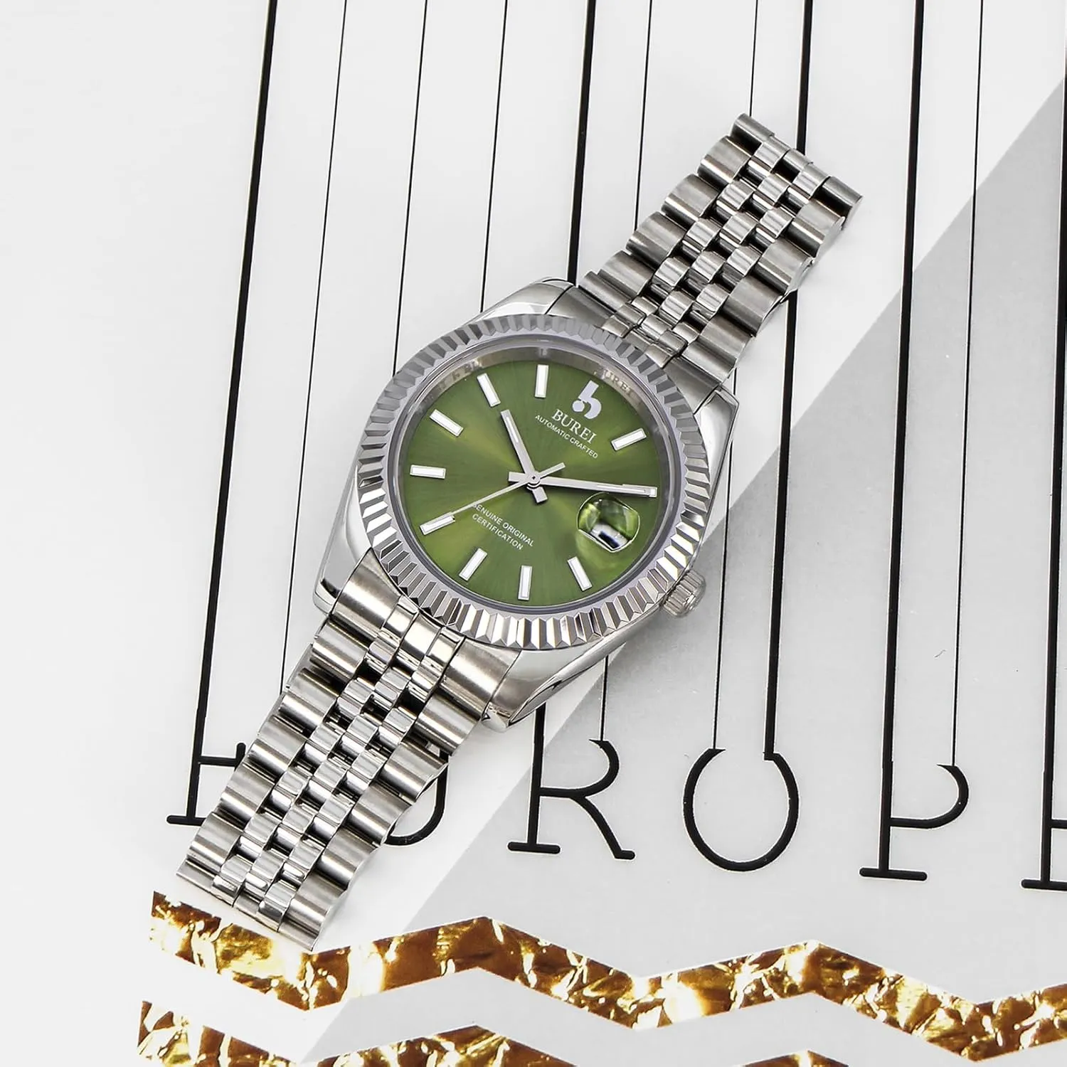 Classic Luxury Watch Stainless Steel Waterproof Machine Watch Fashion Double Watch loathsome bravely terrestrial Date Sapphire Crystal BUREI Men's 