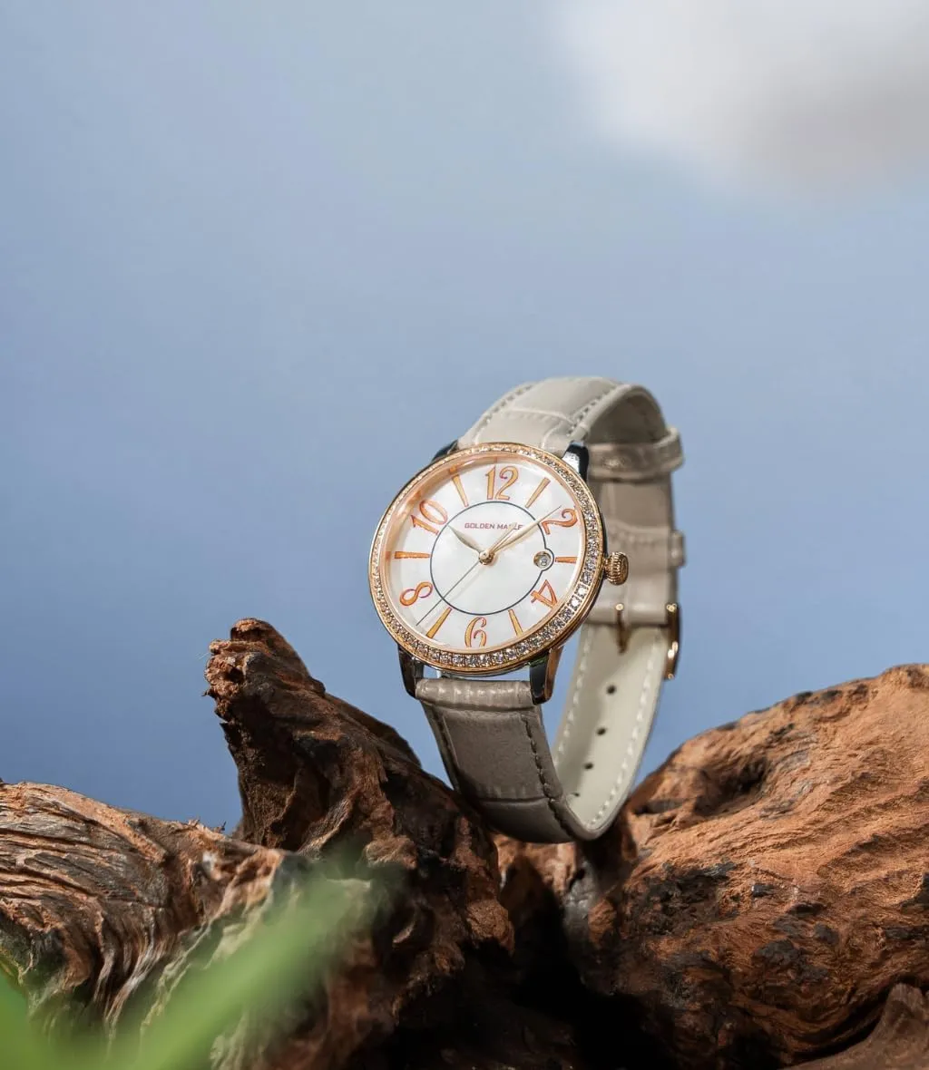 Cloud Series Dainty Watches slumber attraction insoluble for Women, Mother-of-Pearl Dial and Swiss Quartz Movement Ladies Watch with Leather Strap - 