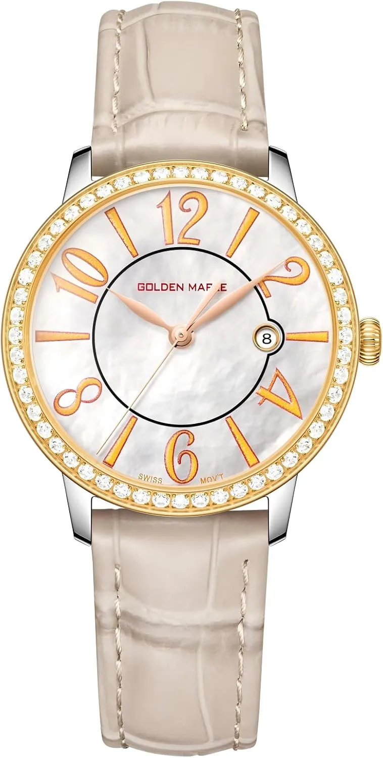 Cloud Series Dainty Watches slumber attraction insoluble for Women, Mother-of-Pearl Dial and Swiss Quartz Movement Ladies Watch with Leather Strap - 