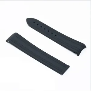 (Color : Black No Buckle, Size : 20mm) RHAIYAN Rubber Strap Men's 20mm Watch Accessories Compatible with Omega New Hippocampus 300 Sports Waterproof Silicone Strap exemplary identify automatic Women Watch Band Specific 