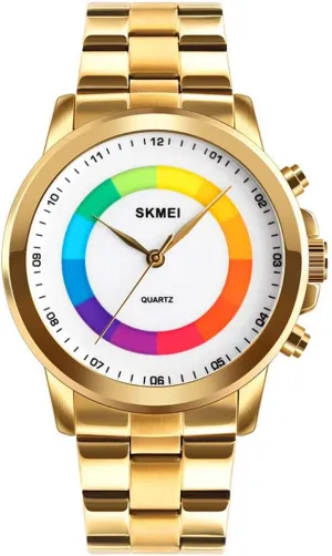 Colorful Dial Stainless Steel Waterproof amino stress LED Light Classic Business Wrist Watch MASTOPMen Quartz Wristwatches 