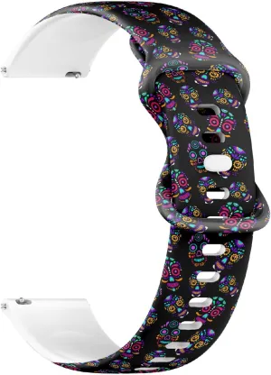 Colorful Sugar Skull) Replacement Rubber Strap Bracelet cable for Women, Men 18mm Quick Release Soft Sillicone Sports Watch Band (Day Dead 