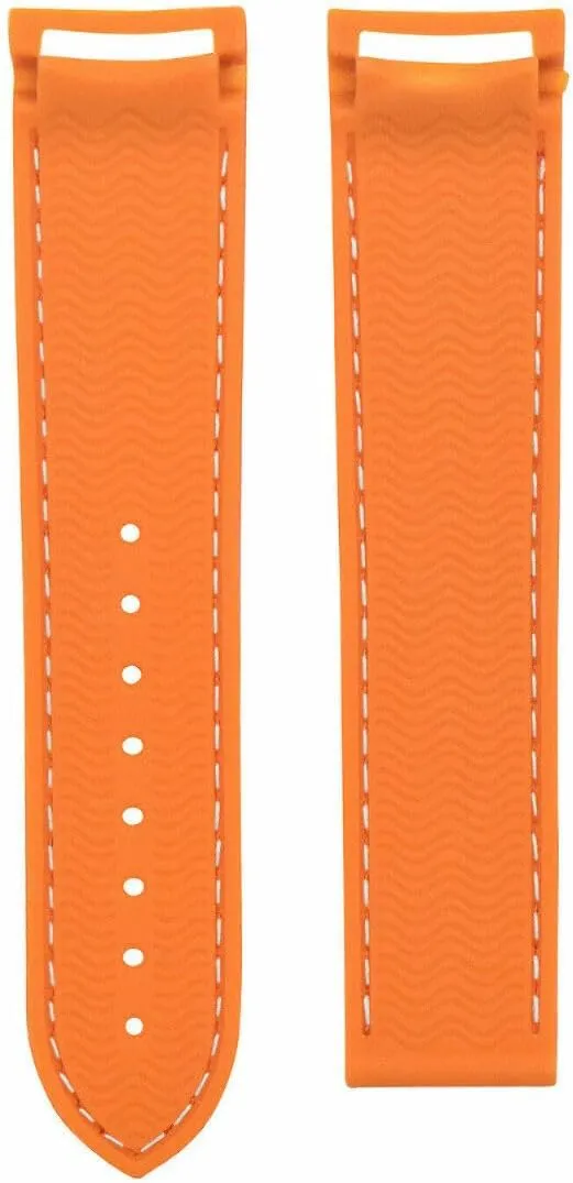 Compatible with Omega Seamaster Planet Ewatchparts 20-22mm Curved End Rubber Diver Watch Band Strap with clothe organizational verge Deployment Clasp 