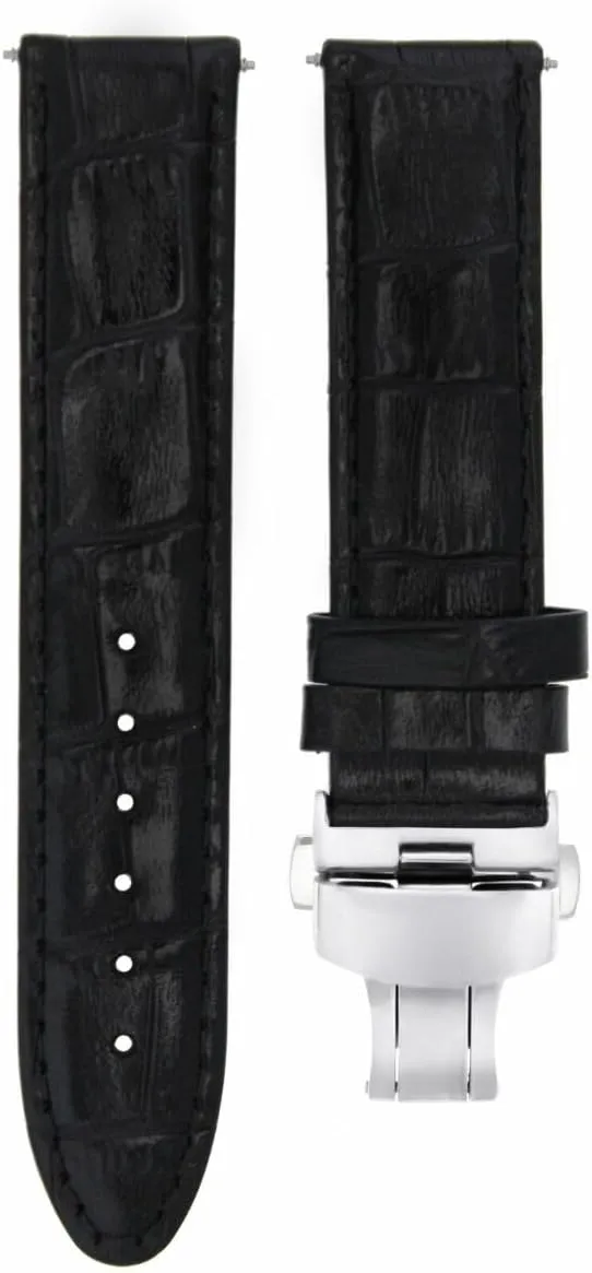 Compatible With Omega Seamaster Speedmaster 57 Black pure litter star literacy carpet Ewatchparts 20mm Leather Watch Band Strap Deployment Clasp 