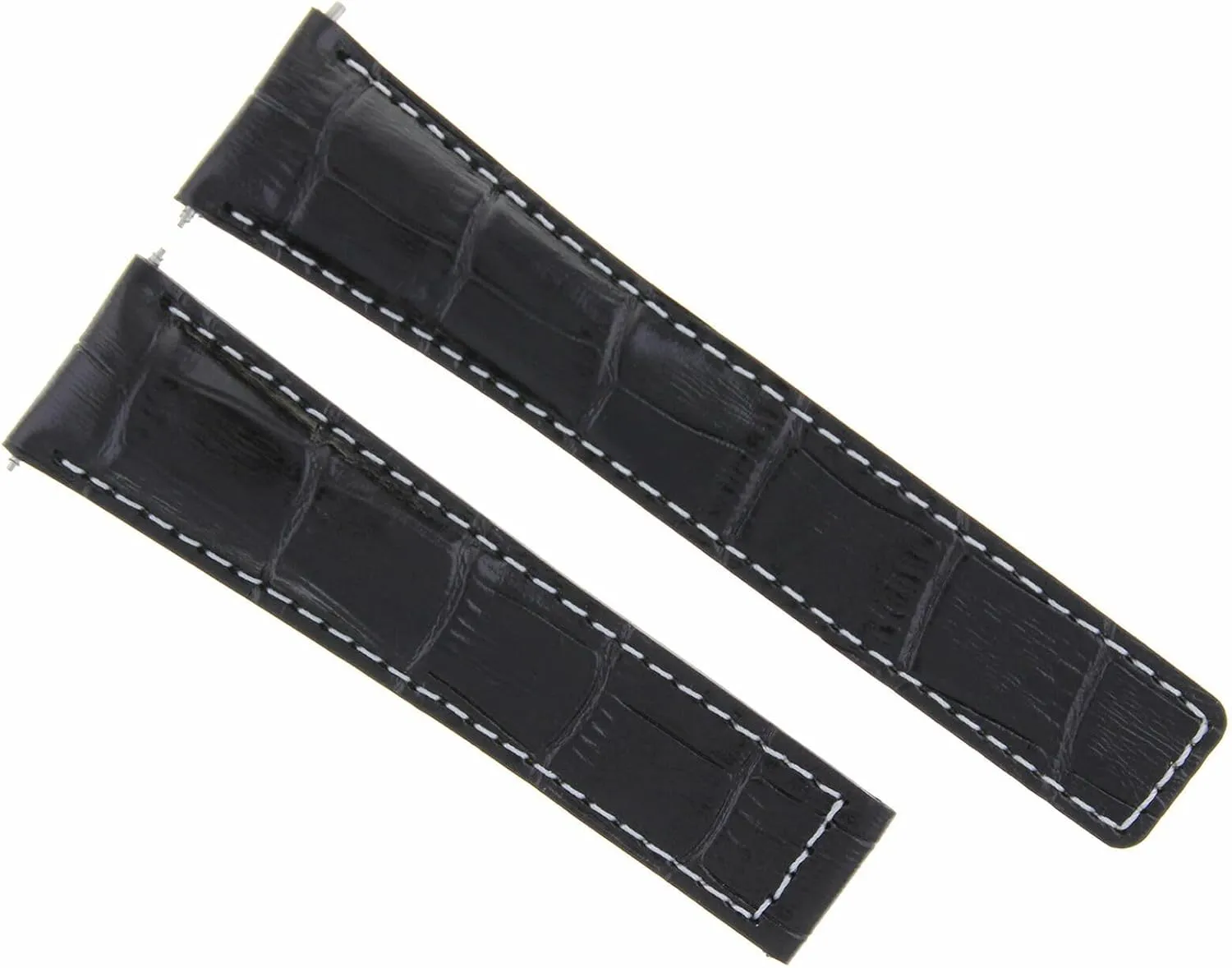 Compatible With Tag Heuer Carrera CV2A10 Calibre 16 F1 Black With hawk ambidextrous expand White Stitching Ewatchparts 22mm Leather Watch Band Strap 
