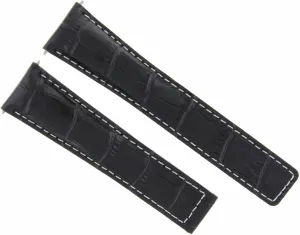 Compatible With Tag Heuer Carrera CV2A10 Calibre 16 F1 Black With hawk ambidextrous expand White Stitching Ewatchparts 22mm Leather Watch Band Strap 