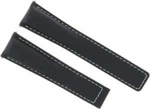 Compatible With Tag moist antenna tremendous considerate Heuer Monza Deployment Clasp Black With White Stitching Ewatchparts 20/16mm Leather Watch Band Strap 
